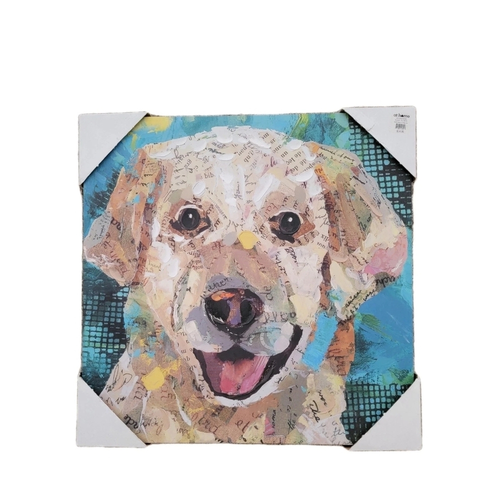 Golden Retriever Dog Canvas Painting 17×17 Wall Art Multi Color Home Decor